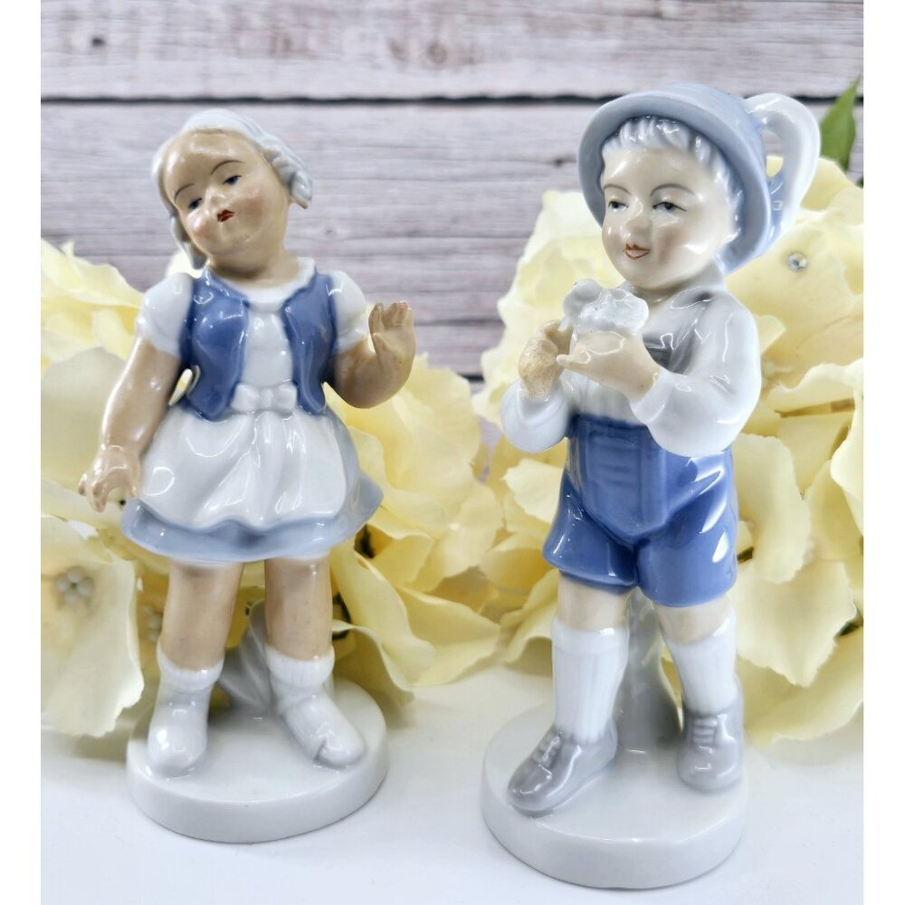 Vintage Gerold Porzellan Bavaria W.Germany Pair of Porcelain Figurines Boy/Girl